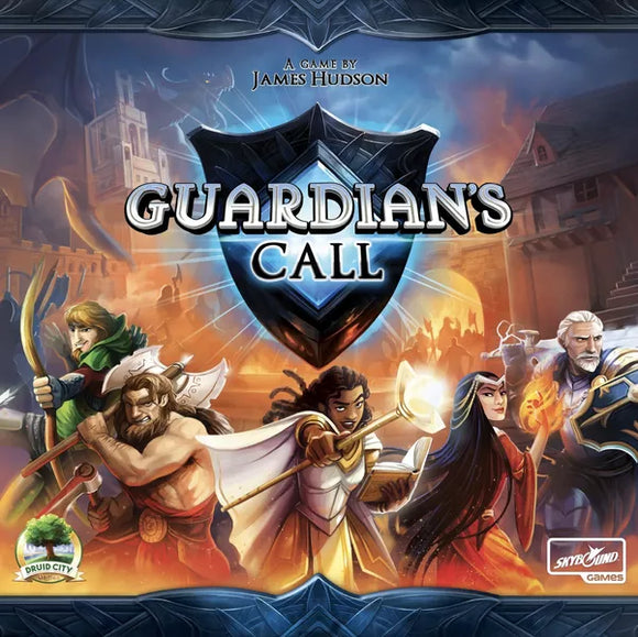 Board game cover titled 'Guardian's Call' with characters and a shield design.