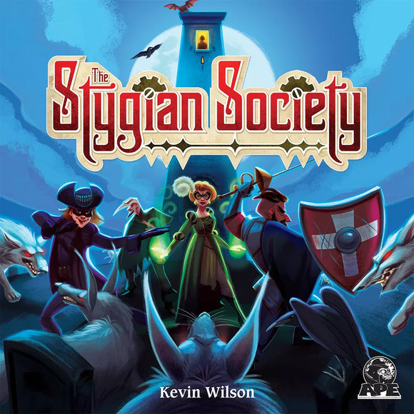 Cover of 'The Stygian Society' with characters and a castle in the background