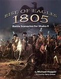 Book cover of 'Rise of Eagles 1805' with historical scene and text.