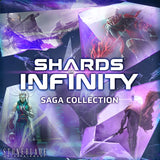 Cover of 'Shards Infinity Saga Collection' with fantasy characters and 'Stoneblade Entertainment' branding.
