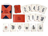 Stool Pigeon card game set with cards and packaging on a white background