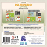Back of a game expansion pack for 'Pampero' with component illustrations and text.