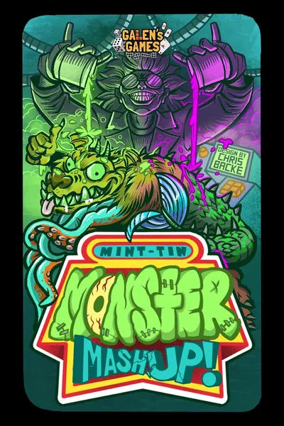 Card with colorful monster design and 'Monster Mash Up!' text on a teal background