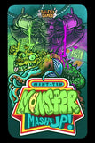 Card with colorful monster design and 'Monster Mash Up!' text on a teal background
