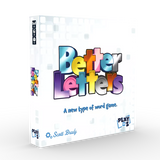 Board game box for 'Better Letters' with colorful text on a white background