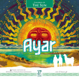 Board game box for 'Ayar: Children of the Sun' with colorful design and text.