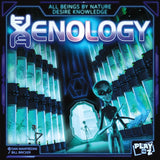 Board game box for 'Xenology' with alien and laboratory design