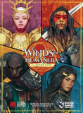 Cover of 'Winds of Numa Sera' board game with illustrated characters and game logos.