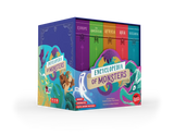 Box set of 'Encyclopedia of Monsters' board game with colorful design on a white background