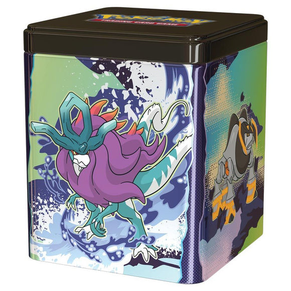 Pokemon-themed container with character illustrations on a colorful background