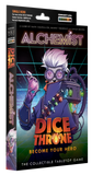 Box of 'Alchemist Dice Throne' collectible tabletop game with a futuristic character design.