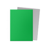 Green and gray cardstock sheets on a white background
