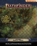 Pathfinder game flip-mat with a forest design on a dark blue background