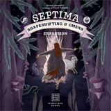 Cover of 'Septima: Shapeshifting & Omens Expansion' with a fantasy illustration of a person and animals in a forest.
