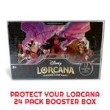 Disney Lorcana trading card game booster box with characters on a white background