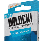 Game box for 'Unlock! Short Adventures: The Ocean's Heart' with blue and gray design.