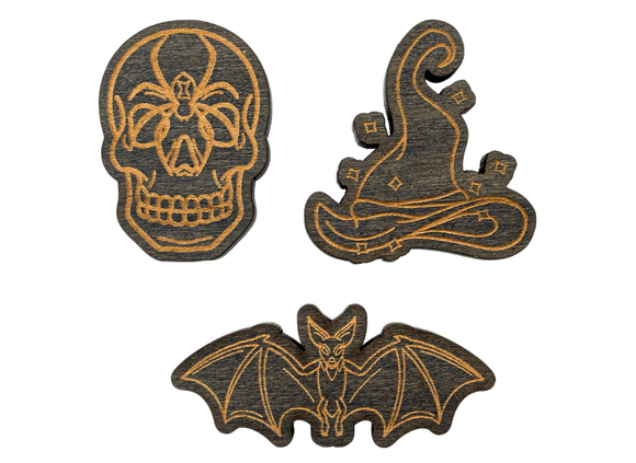 Spooky Wooden Magnet - Skull