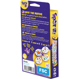 Spot It! game packaging with colorful design and text on a white background