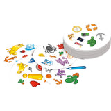 Set of round white discs with colorful illustrations on a white background