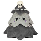 Plush toy resembling a ghost with a skull on top, on a white background