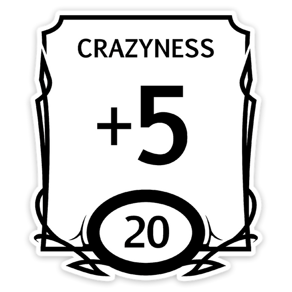 Sticker:  Crazy Stat Block Waterproof Die Cut