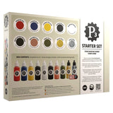 P3 Starter Set packaging with paint color swatches and bottles on a beige background