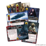 Star Wars trading cards featuring characters and vehicles on a white background
