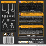 Back of a Star Wars product packaging with customizable Jedi General & Knight figures and text.