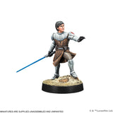 Model figure of a character with a lightsaber on a white background
