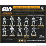 Star Wars Legion Clone Trooper Marksmen box set with miniatures on a black background