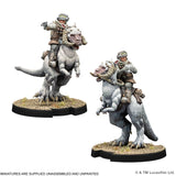 Two miniature figures on Ewoks with a white background
