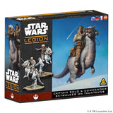 Star Wars Legion packaging featuring Captain Solo and Commander Skywalker on tauntauns.