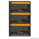 Card back featuring 'Imperial High Command' with text and branding.