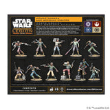 Star Wars Legion Hondo Ohnaka and Weequay Pirates miniatures set on a display card.