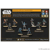Star Wars Legion Mandalorian Warriors miniatures set on a display card.