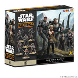 Star Wars Legion The Bad Batch toy box with characters on a white background