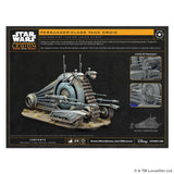 Star Wars Legion Persuader-Class Tank Droid miniatures box art, showing the assembled model, contents, and night comparison graphic on a dark background.
