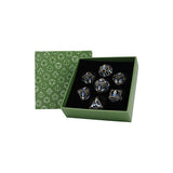 LPG Dice: Dragon Eye - Metal Set - Tarnished Gold/Blue (7)