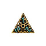 Decorative triangle with intricate designs and numbers on a white background