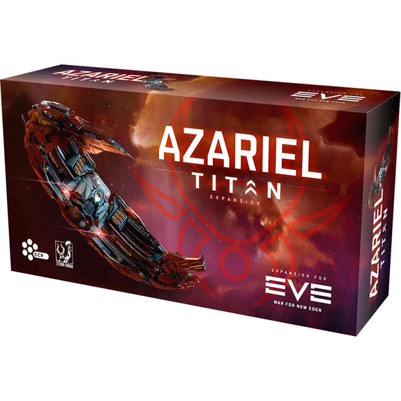 Box for 'Azariel Titan' expansion of EVE game on a white background