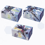 Three Gundam deck boxes on a white background