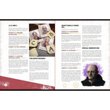 Brochure or magazine page with text, images, and a character illustration on a white background
