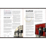 Open book with text and images of a man in a suit and a red door.