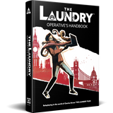 Book titled 'The Laundry Operative's Handbook' with a stylized illustration on the cover.