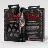 Tribal Dice Set packaging with dice visible through the clear window on a white background