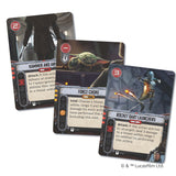 Star Wars-themed game cards with characters and text on a white background
