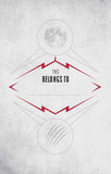 Design with geometric shapes and text on a textured background