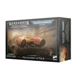 Warhammer 40k: The Horus Heresy Pallas Grav-Attack miniature figure box, featuring a sci-fi armored vehicle illustration on the front.