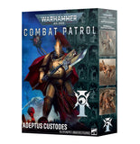 Warhammer 40,000 Combat Patrol Adeptus Custodes tabletop miniature box set shown at a slight angle against a plain white background.