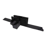 Black plastic component on a white background